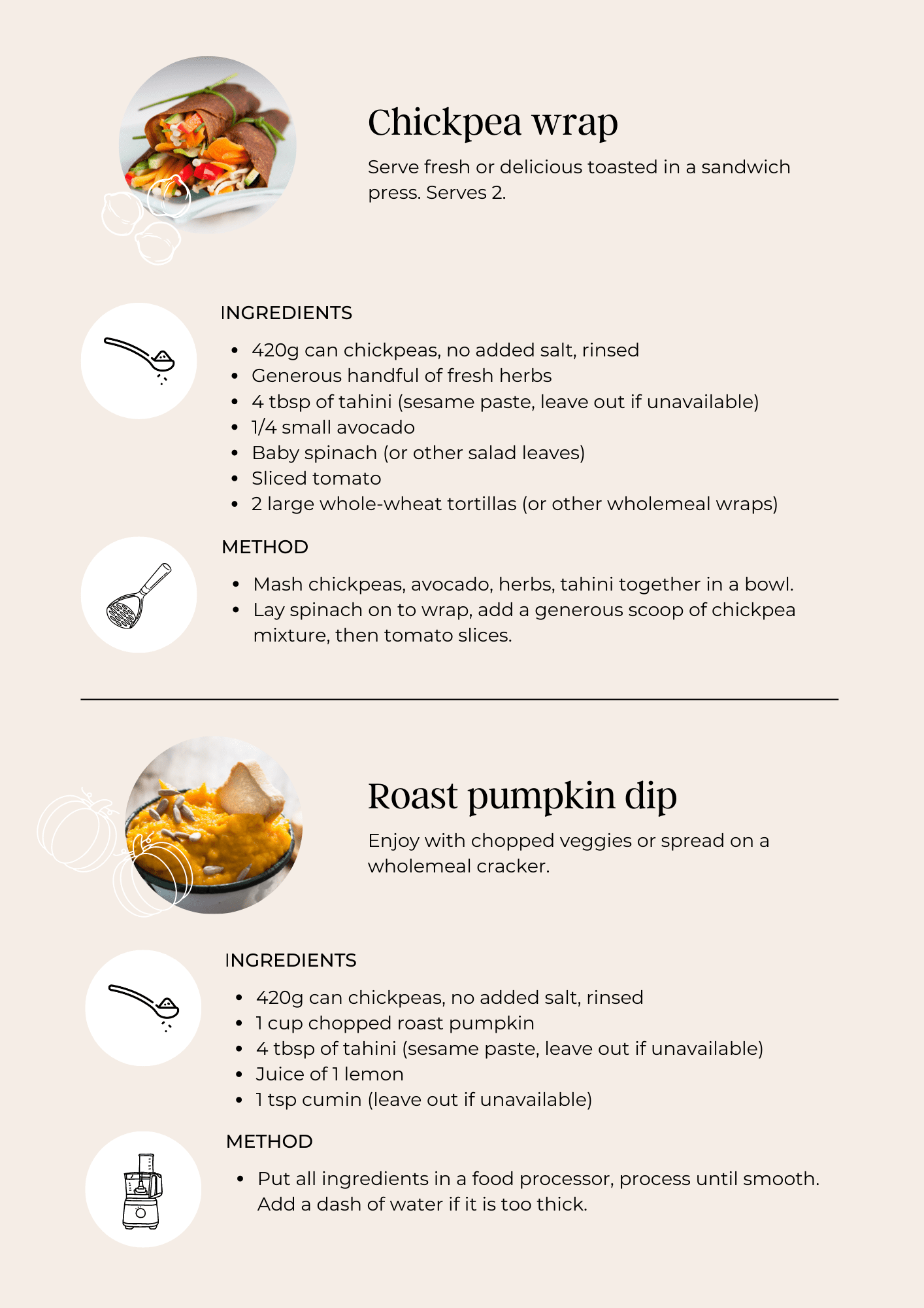 Chickpea Wrap Roast Pumpkin Dip