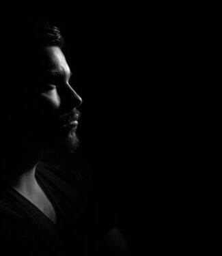 Black and white photo of male Black and white photo of male