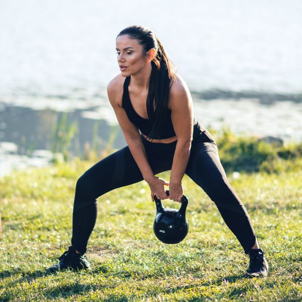 Woman with kettlebell