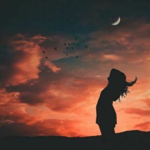 Woman silhoutte dusk