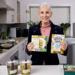 Dr Heleen Haitjema in kitchen with foods
