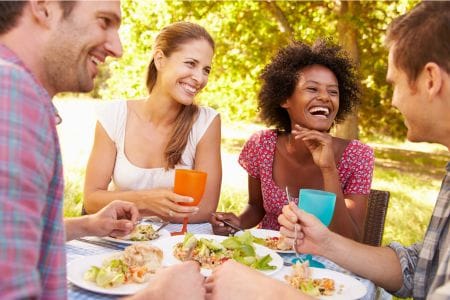 Friends sharing a meal together